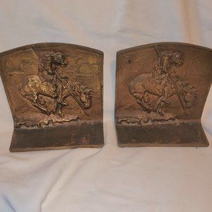 End Of The Trail Cast Bronze Bookends, Early 1900s